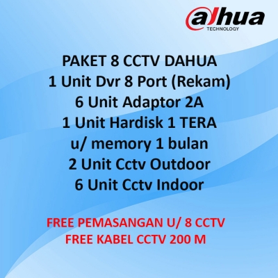 Paket 8 Cctv Merk Dahua Garansi dan Free Pemasangan