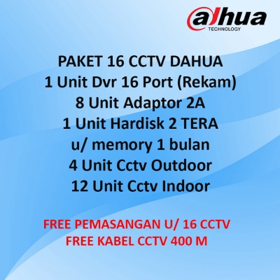 Paket 16 Cctv merk Dahua Free Pemasangan